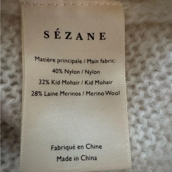 Sezane Joy Caramel Chevron Mohair Ecru Pullover Sweater - Picture 10 of 10